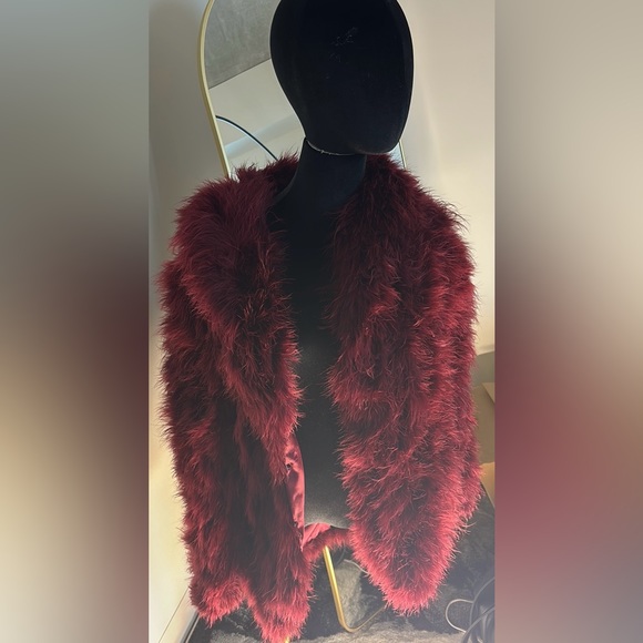 Haute Hippie Faux Fur Burgundy Size M - Picture 1 of 10